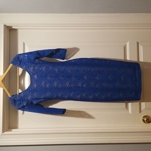 Blue lace bodycon dress